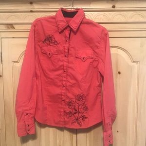 El General Womens Rose Embroidered western shirt